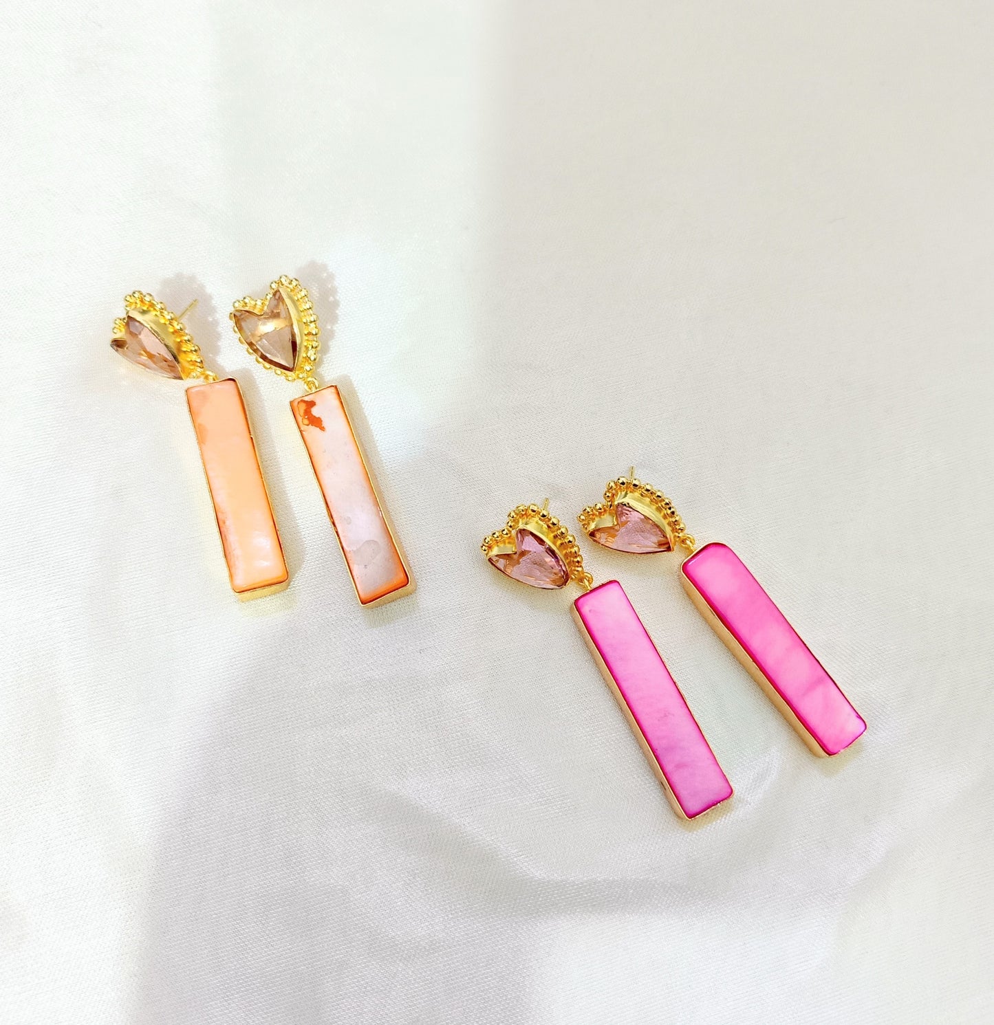 Elegant Gold Finish Rectangle Drop Earring