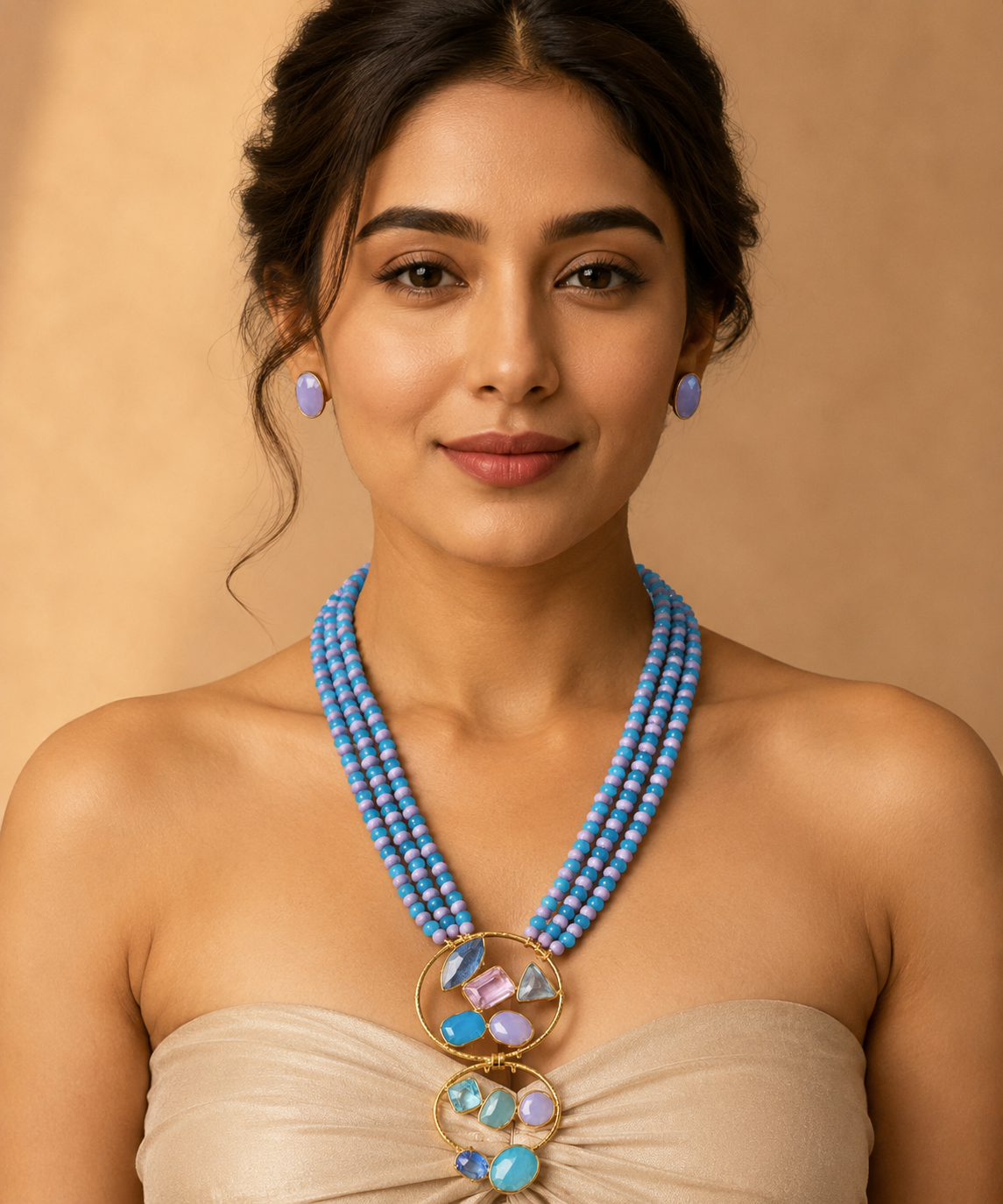 Celeste Multi-Stone Statement Pendant with Earrings