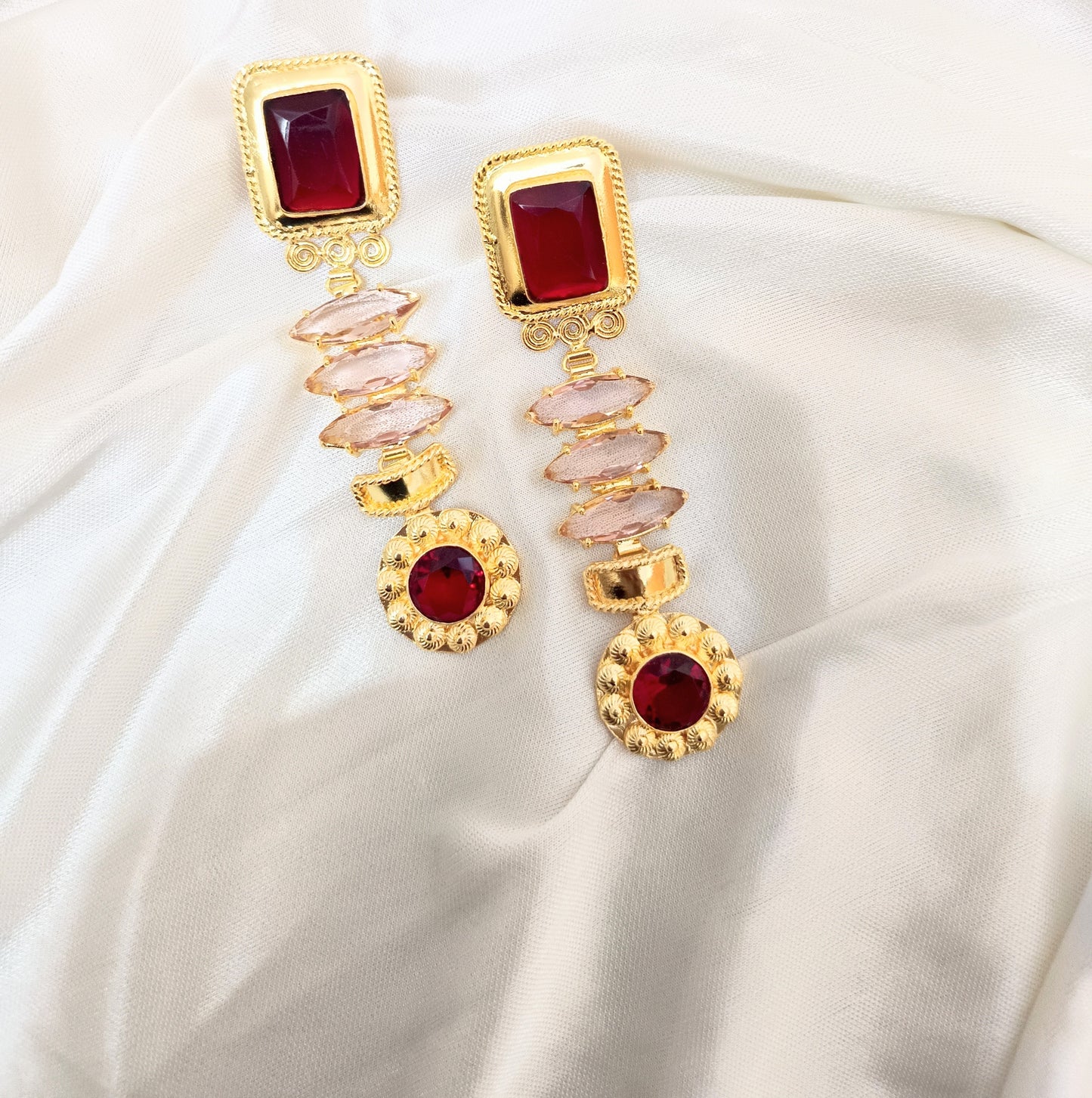 Elegant Geometric Stone Dangle Earrings
