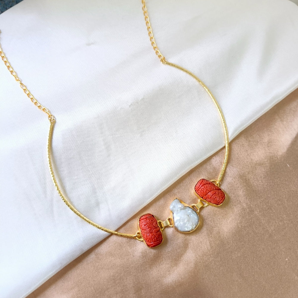 Pearl Bloom Coral Hasli Set