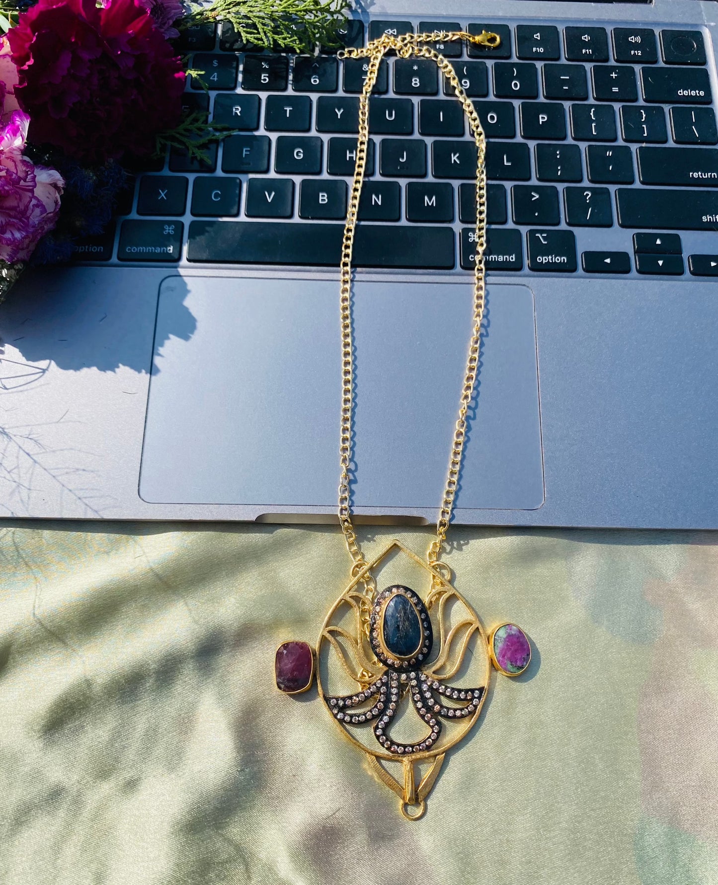 Glitz & Glamour Lotus Sapphire Pendant