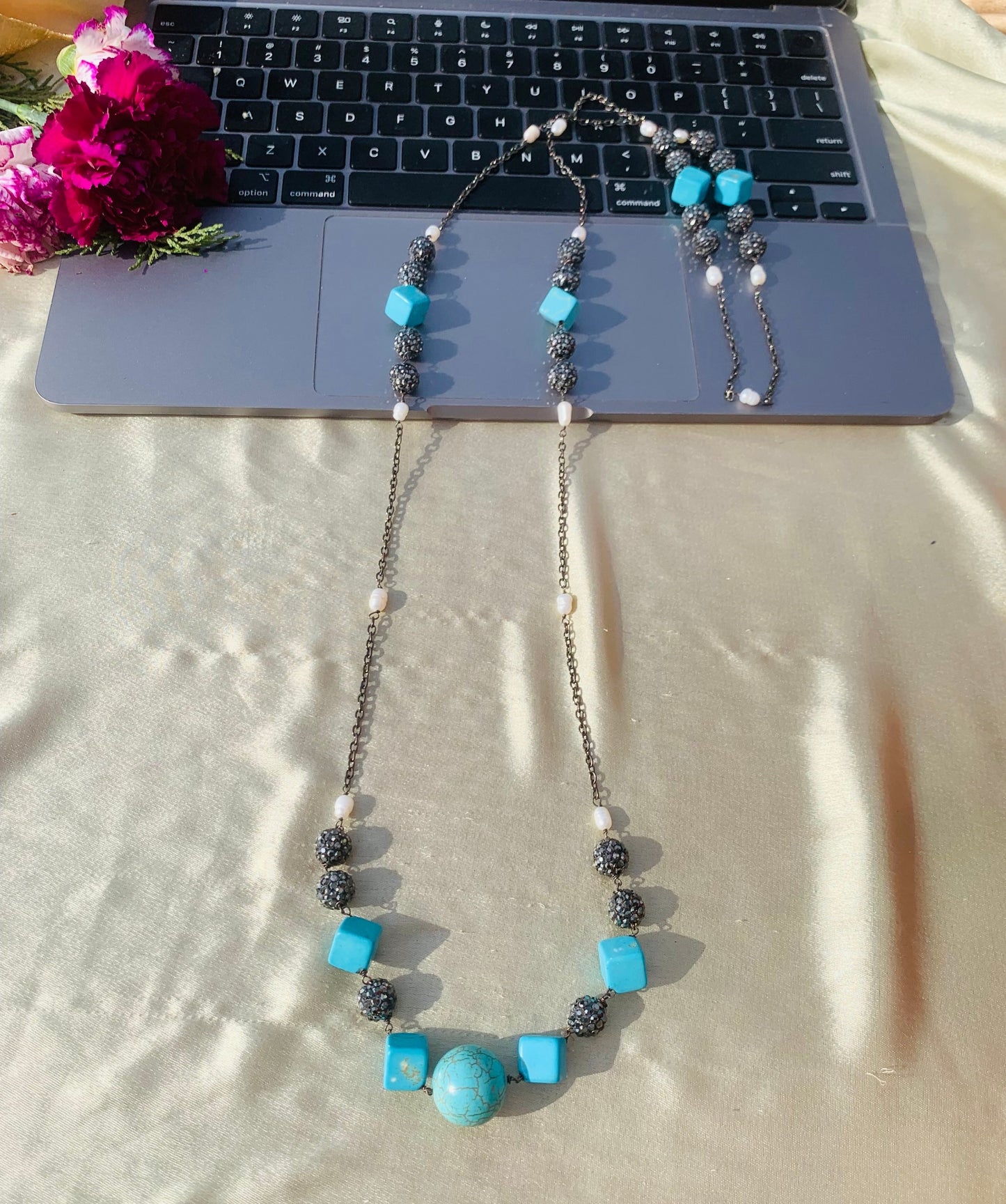 Style In Turquoise Oxidised Beaded Necklace