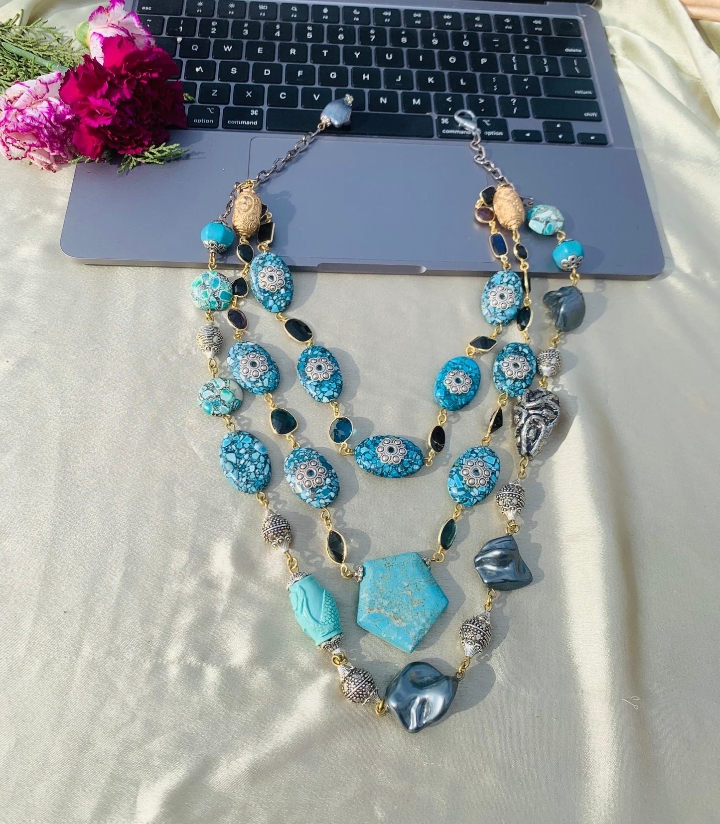 Coming Together Blue Beaded Necklace