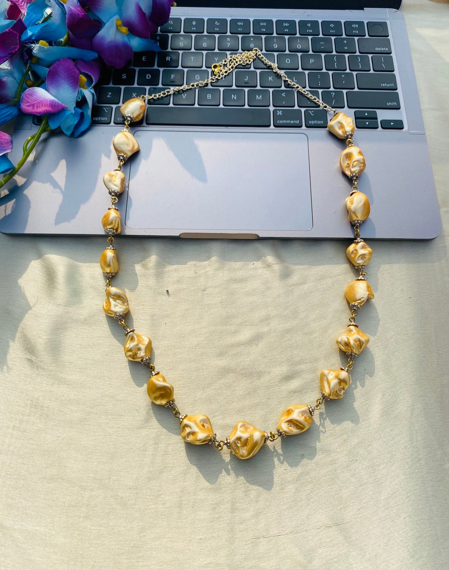 Golden Trail Beaded Necklace