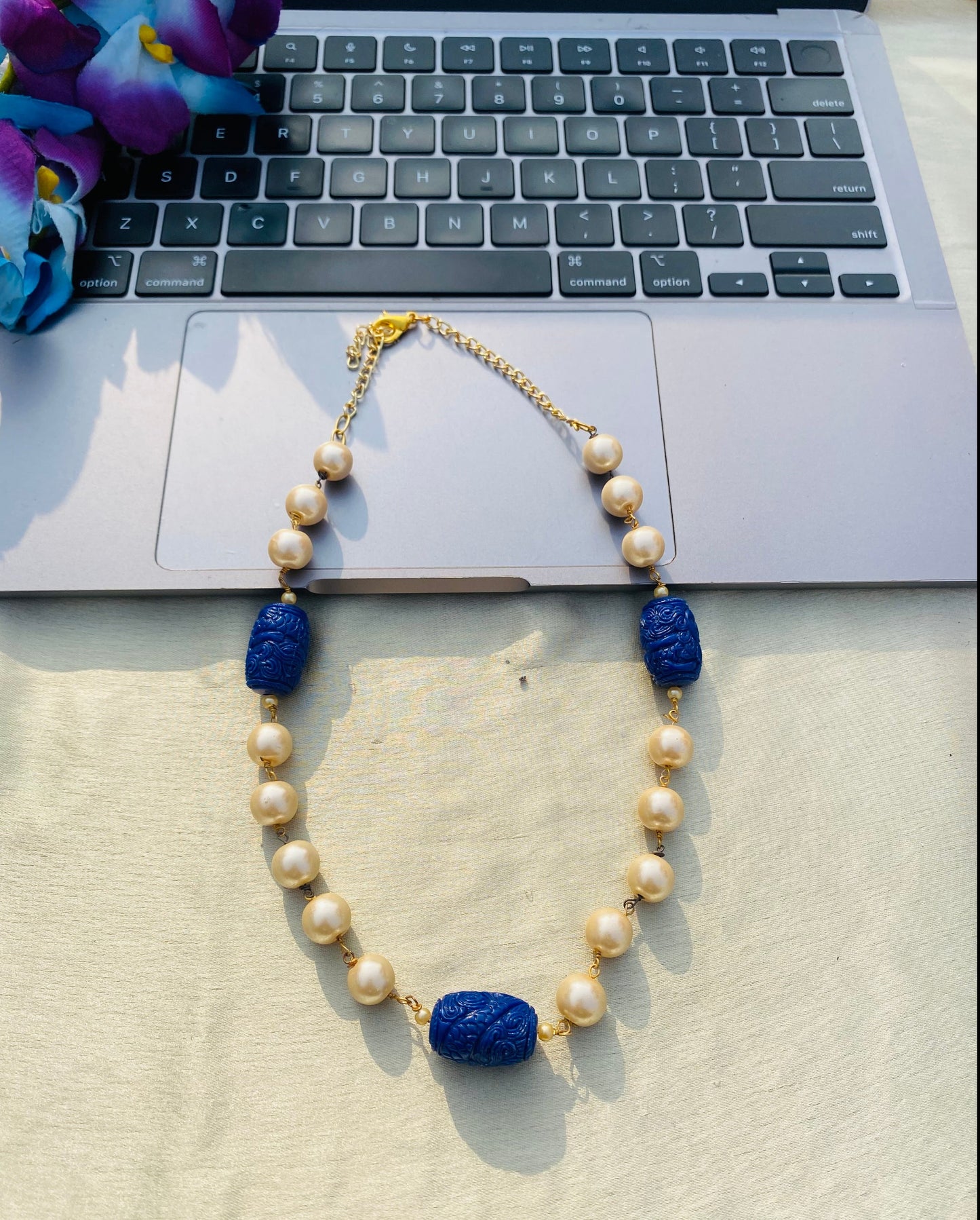 Hint Of Blue in Pearl Necklace