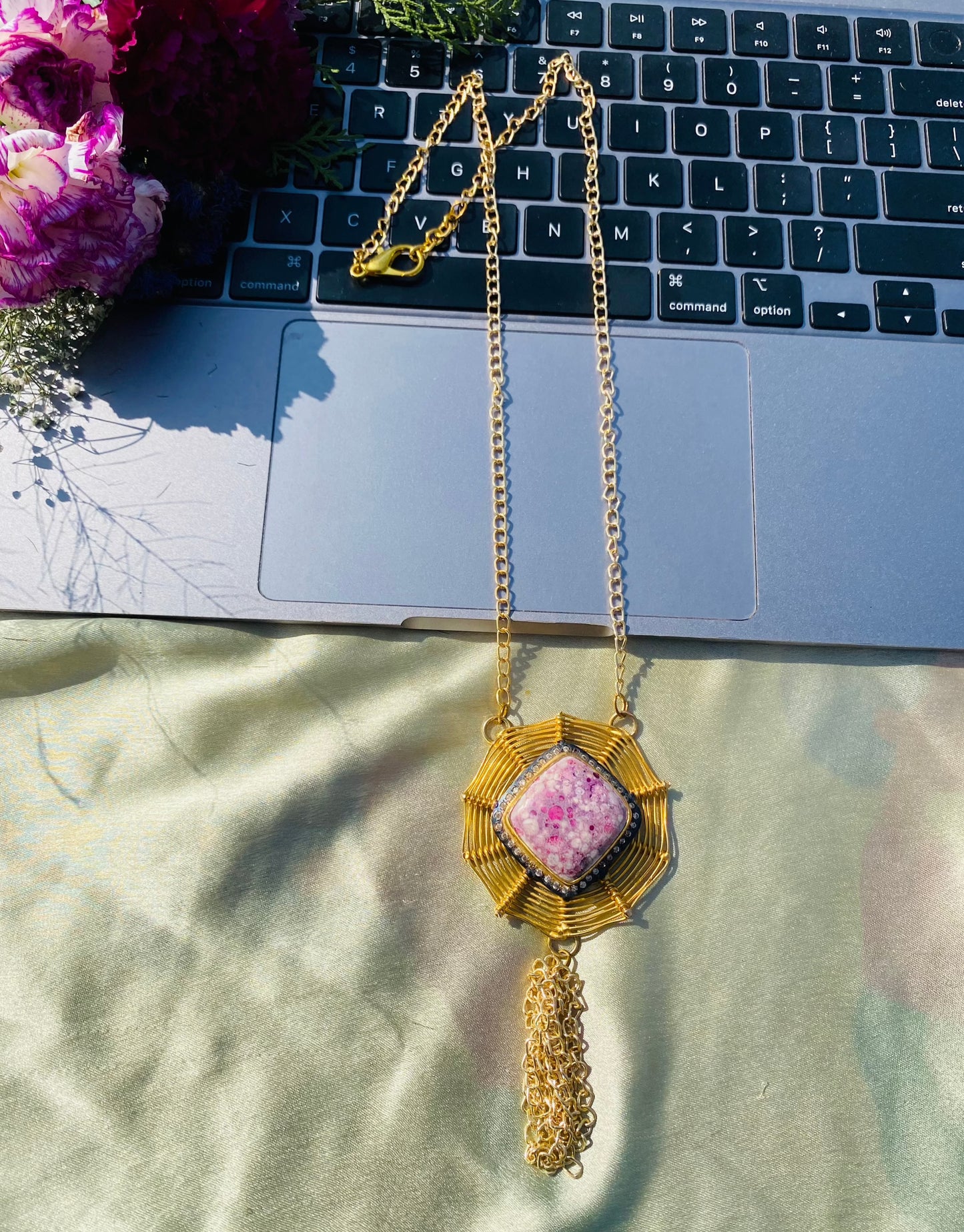 Pink Rays Of Opal Pendant