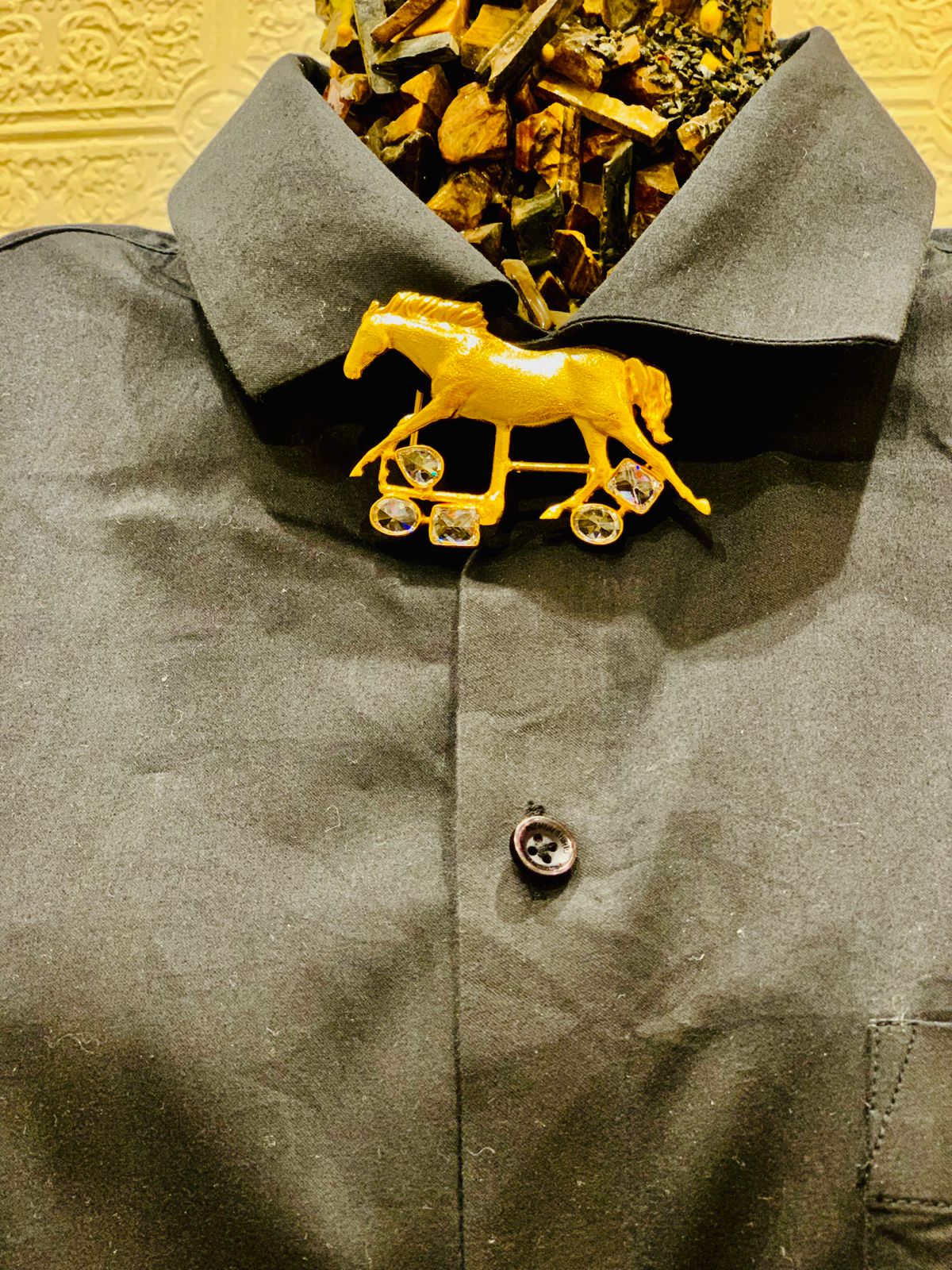 Riding Horse Zircon Studded Necktie