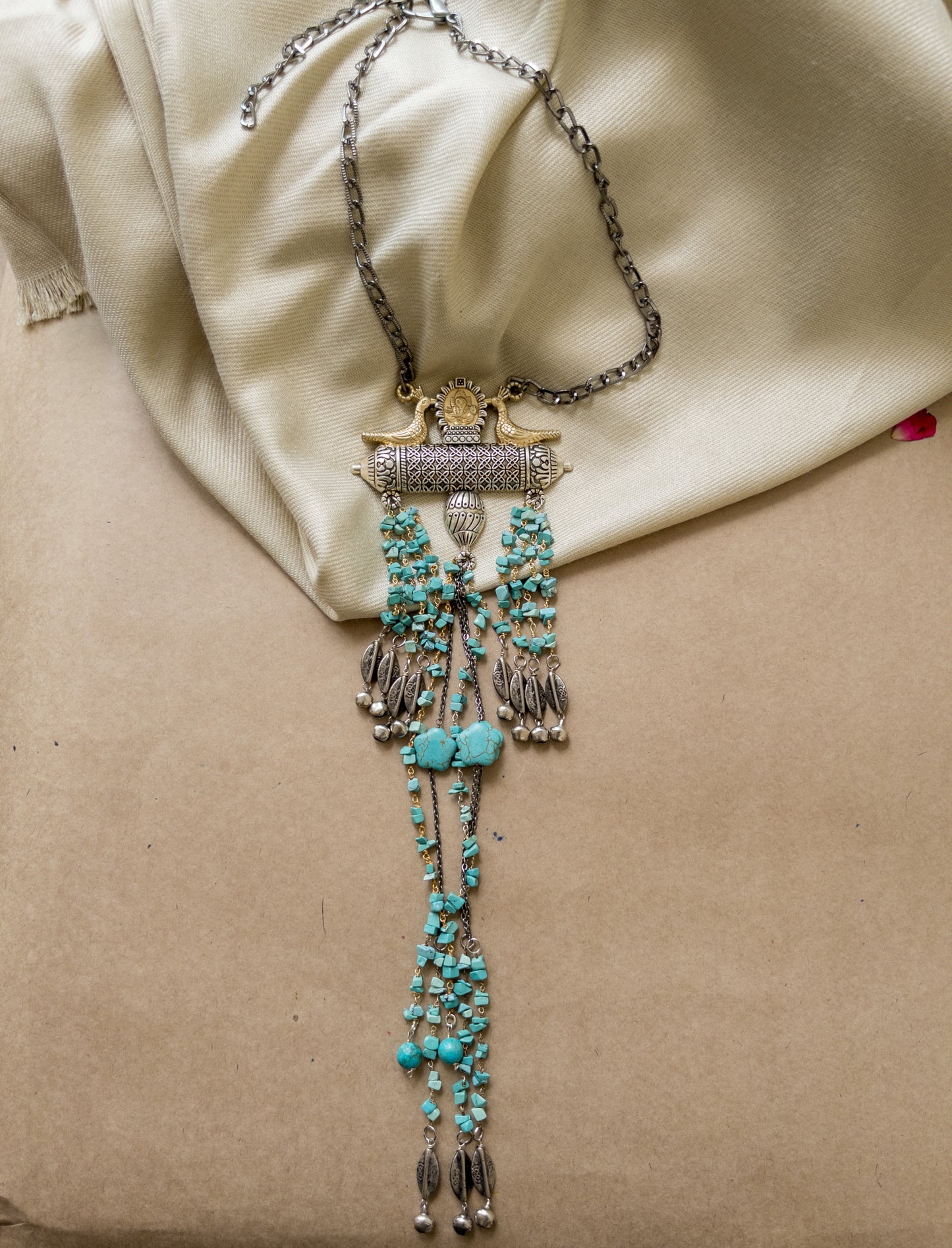 Ganesha Turquoise Tassel Necklace