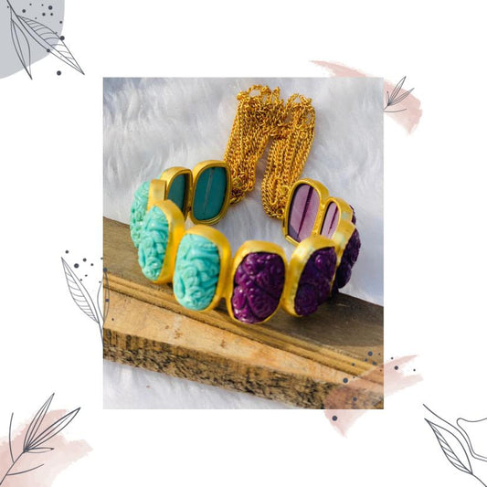 Purple and blue carvings handcuff