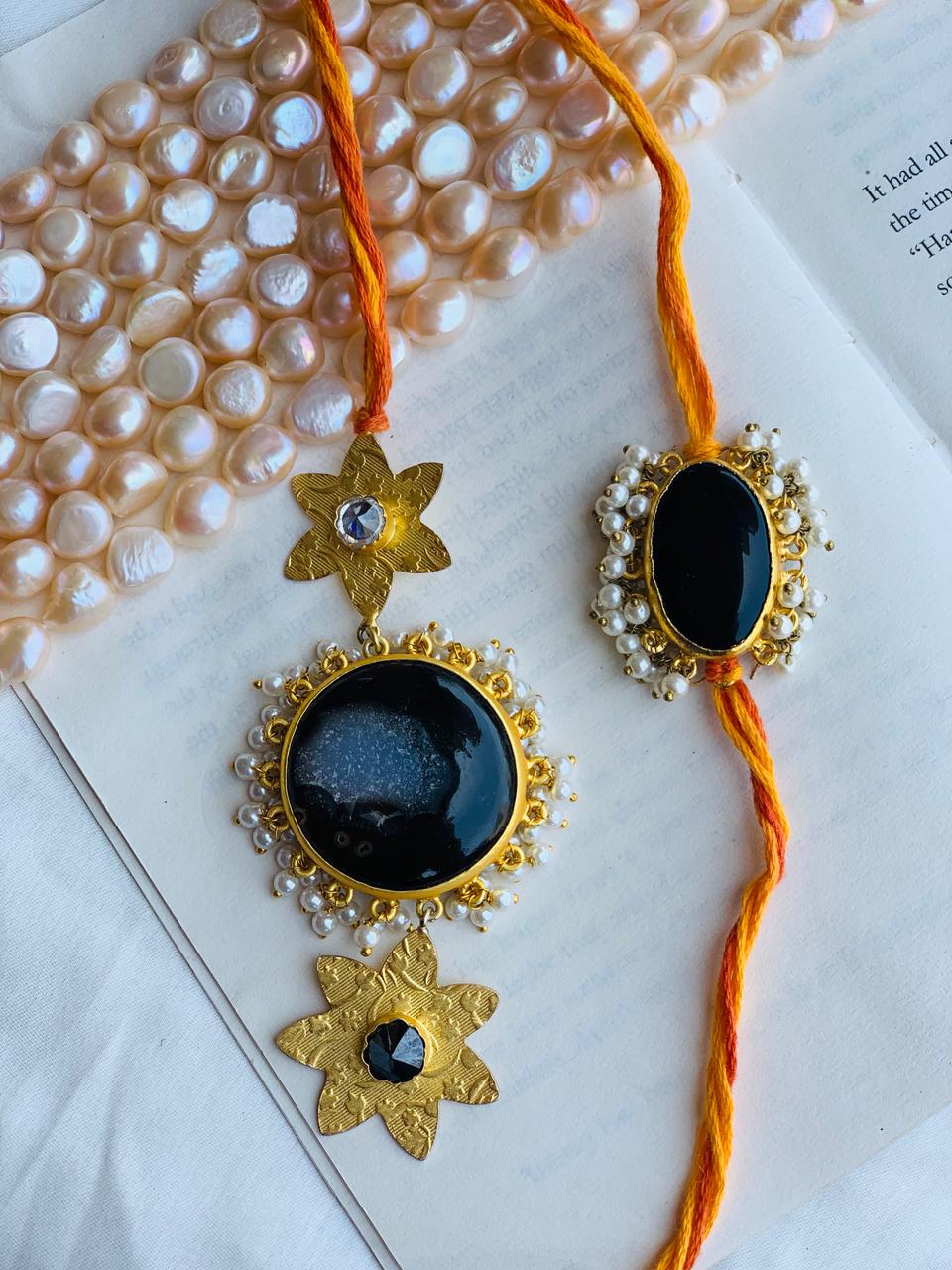 Black Druzy with Star Couple Rakhi