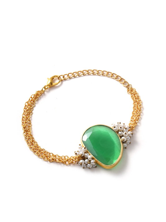 Green Monalisa with Pearls Bracelet