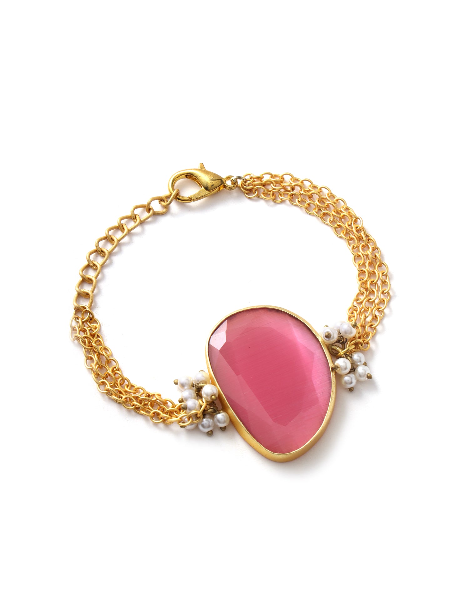 Pink Monalisa Stone with Pearl Bracelet