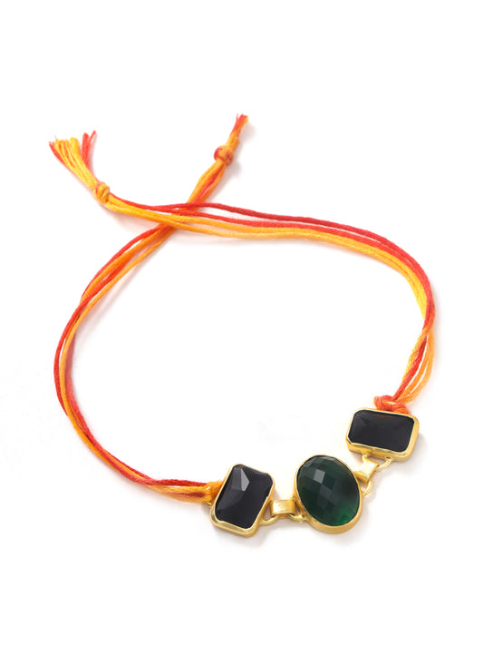 Green and Black Onyx Mauli Rakhi