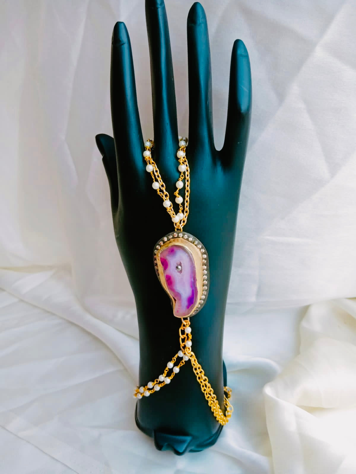 Pink Agate Victorian Hand Harness