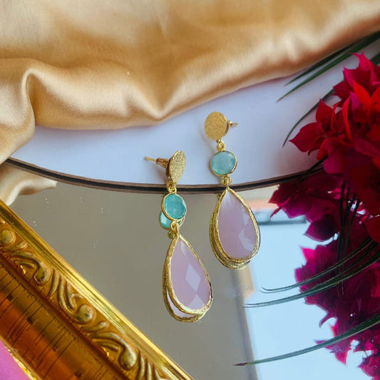 Faceted Rose Quartz Earring