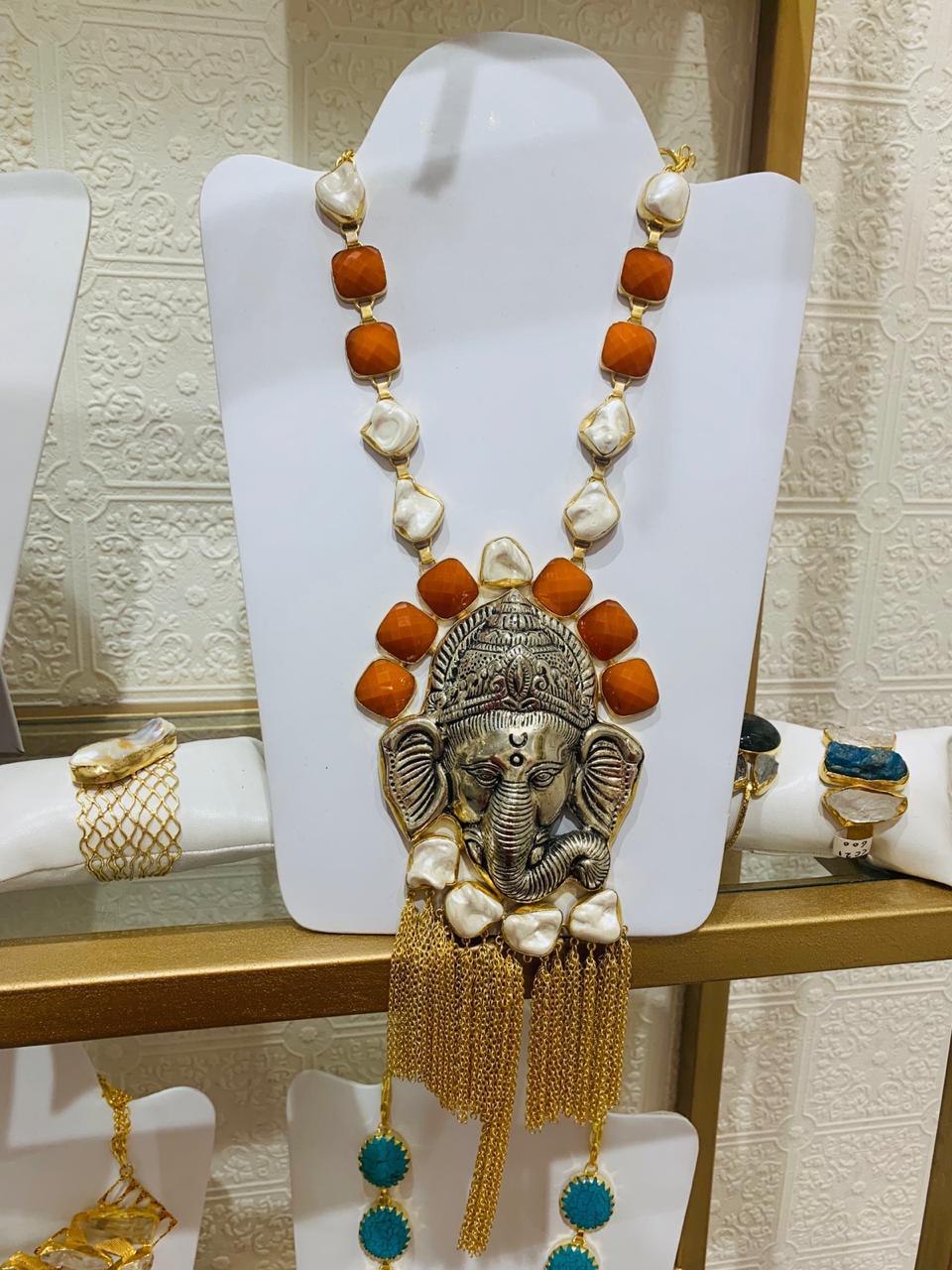 Ganesha Coral Pearl Necklace