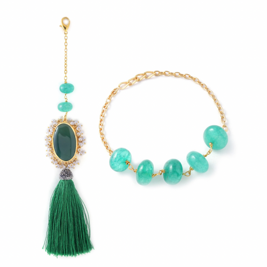 Green Onyx Couple Rakhi