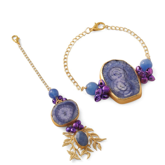 Blue Agate Ghungroo Couple Rakhi