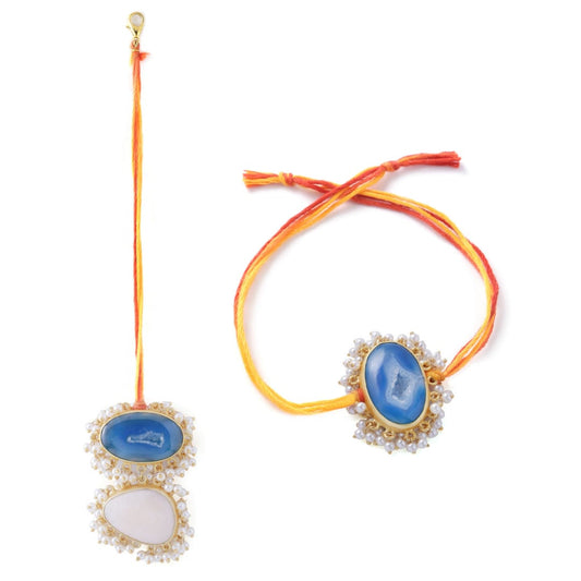 Blue Sugar Druzy Couple Rakhi