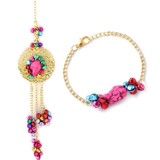 Pink Stone with Ghungroo Couple Rakhi