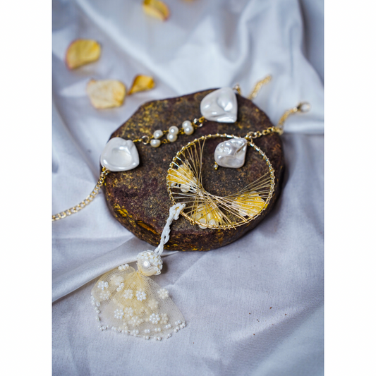 Pearl Tassel Couple Rakhi