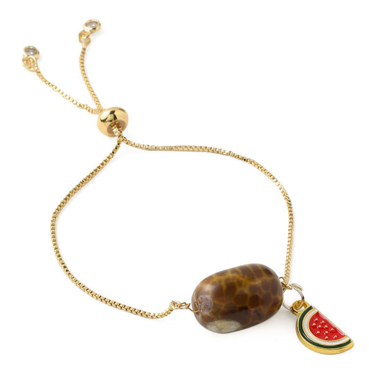 Brown Stone with Watermelon Charm Bracelet