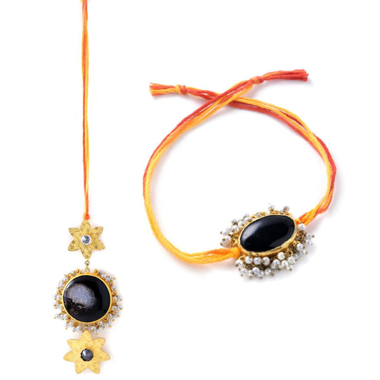 Black Druzy with Star Couple Rakhi