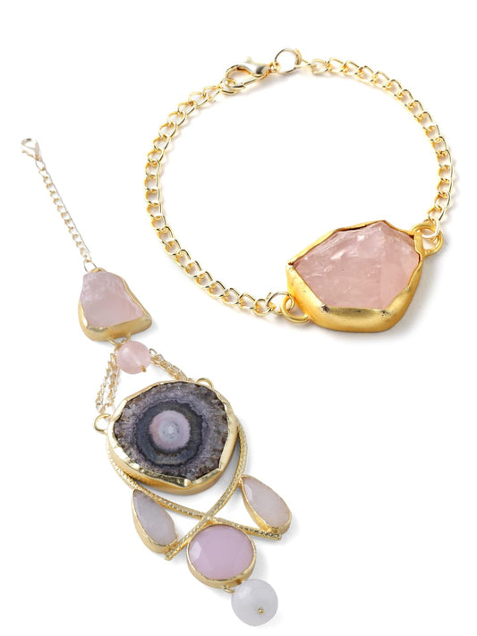 Rose Quartz Agate Couple Rakhi