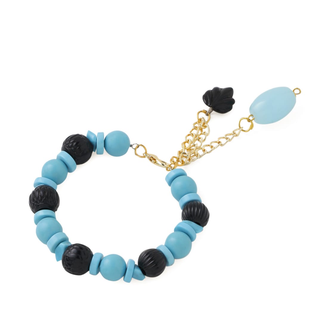 Turquoise and Black Beads Bracelet