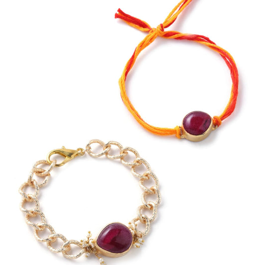 Coloured Ruby Couple Rakhi