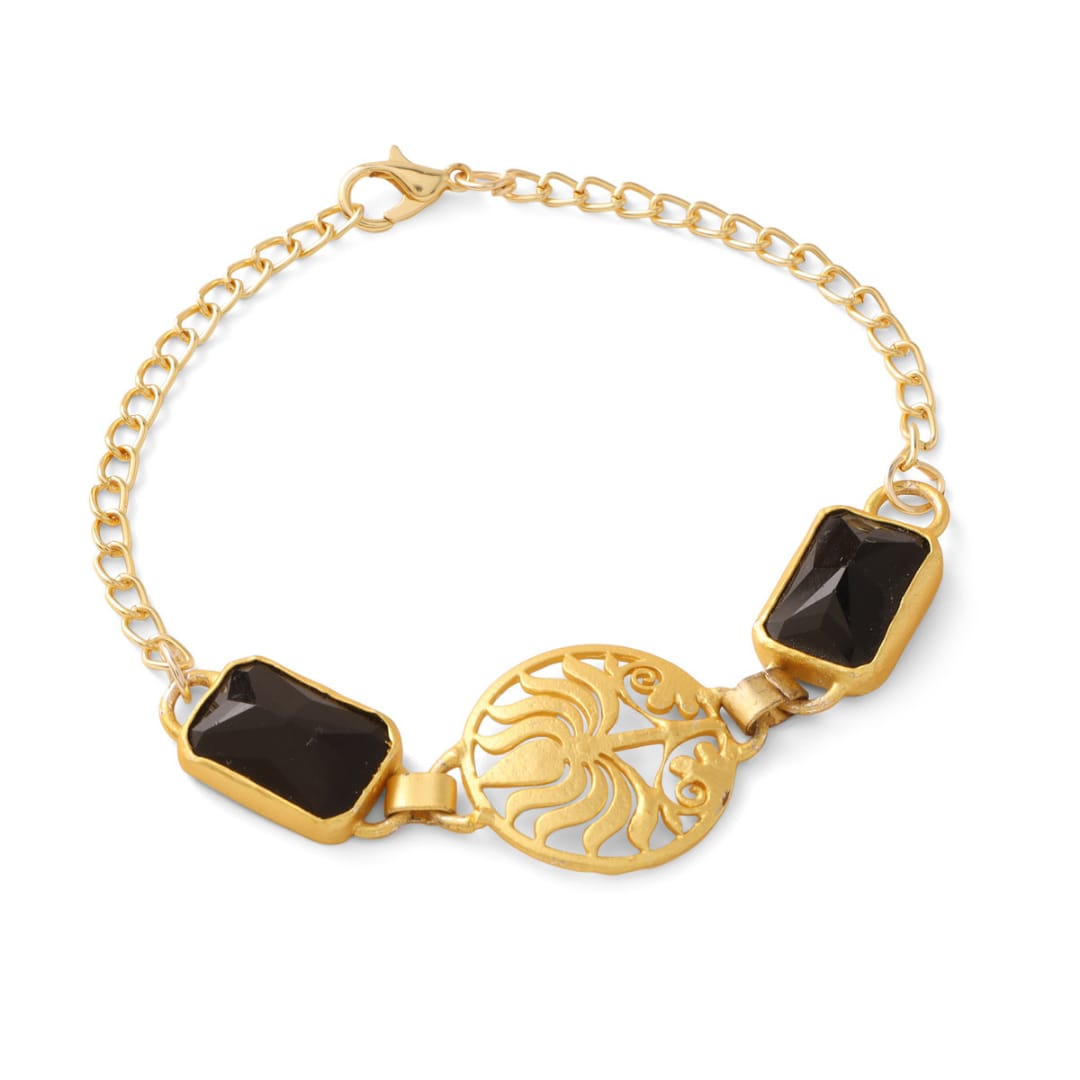 Lotus with Black Onyx Bracelet