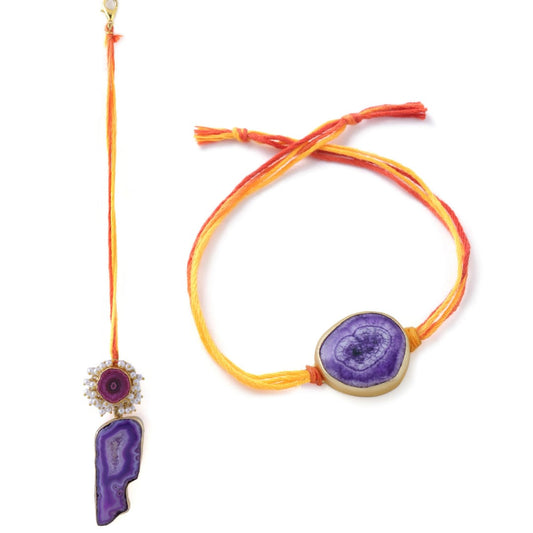 Purple Agate Mauli Couple Rakhi