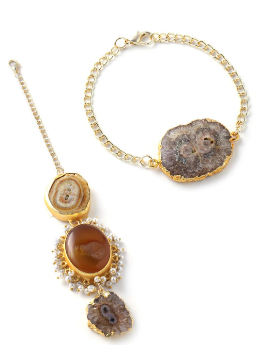 Shades of Brown Agate Couple Rakhi