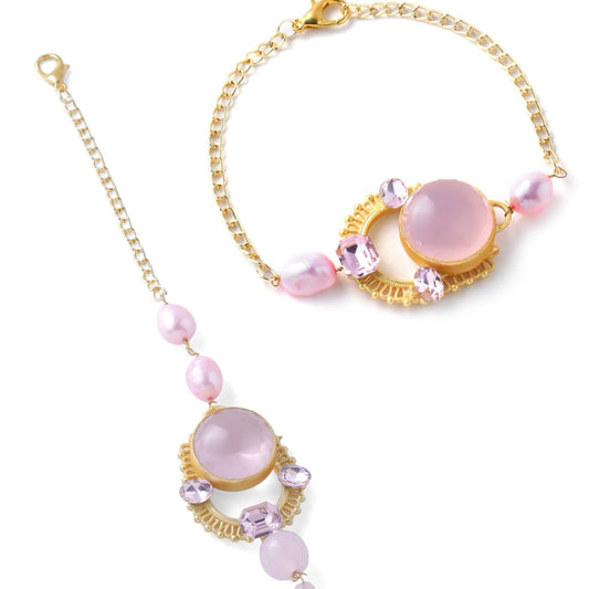 Rose Quartz Zircon Couple Rakhi