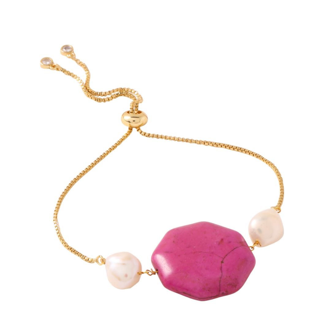 Coloured Stone Bracelet with pearl