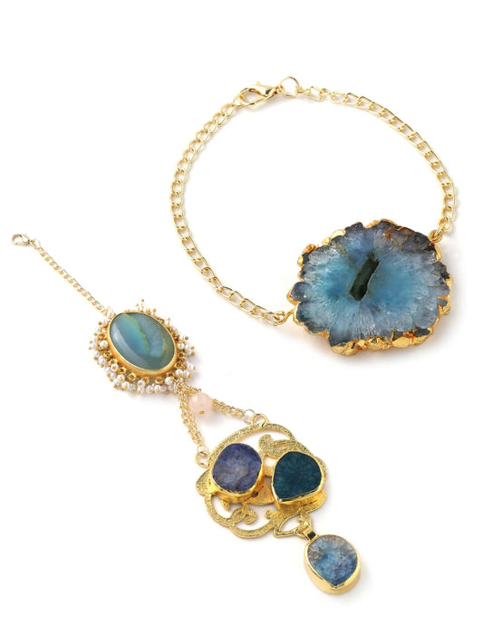 Aqua Agate Couple Rakhi