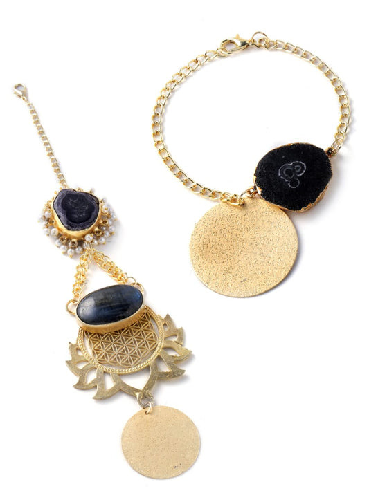 Agate Lotus Couple Rakhi