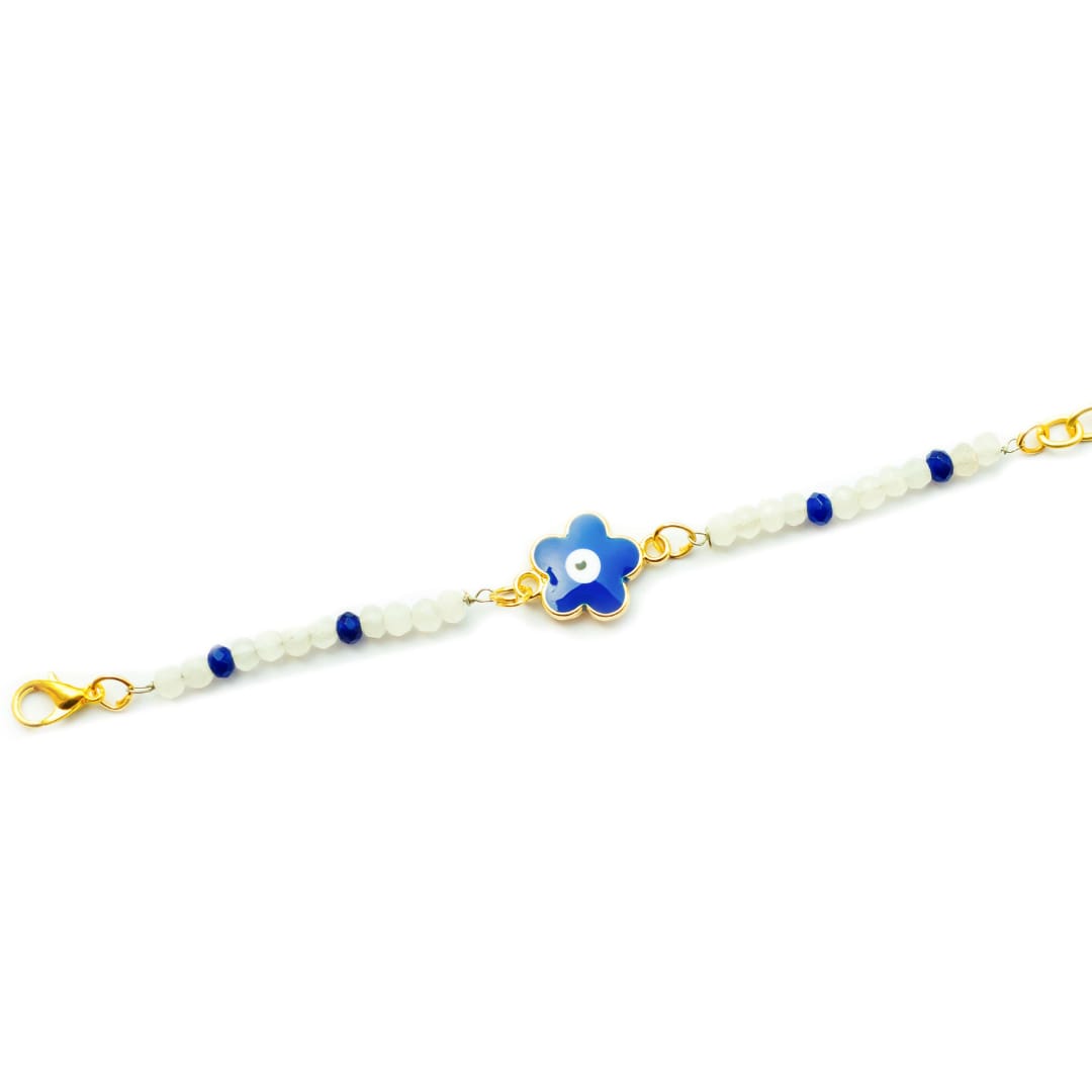 Flower with an Eye and Beads Bracelet