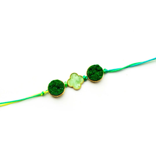 Green Stone with Flower Rakhi