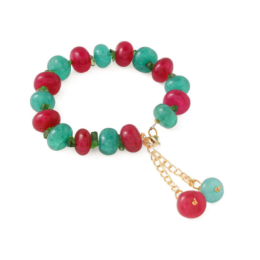 Green and Red Beaded Bracelet