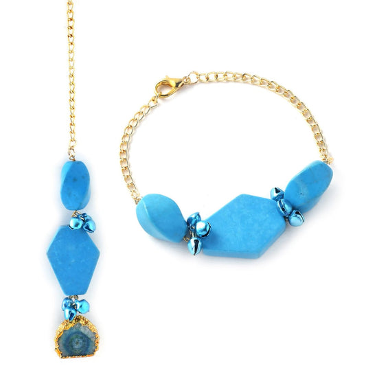 Turquoise with Ghungroo and Agate Couple Rakhi