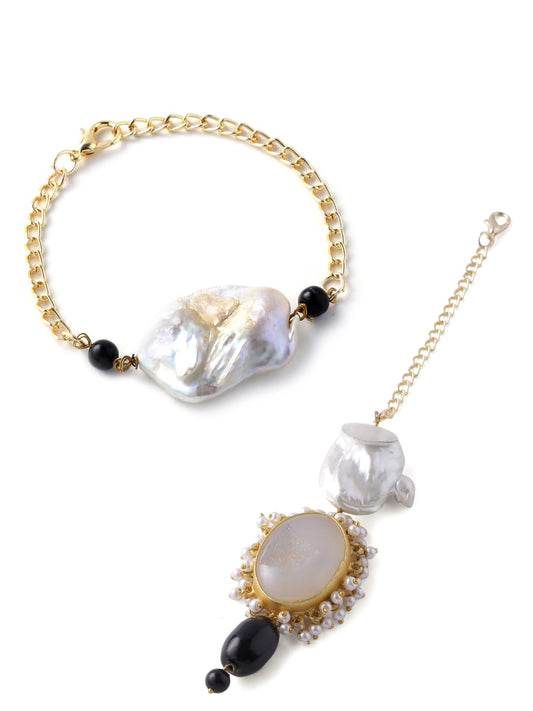 Baroque Pearl with Druzy Couple Rakhi