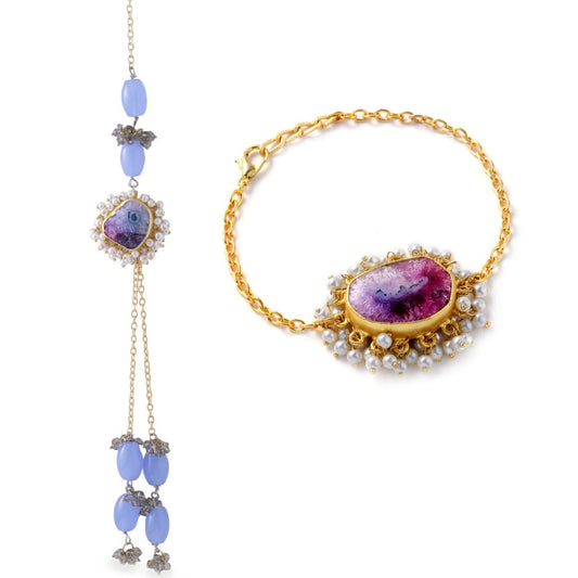 Agate with Blue Balls Couple Rakhi