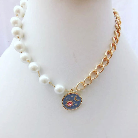 Sun and Moon Pearl Necklace