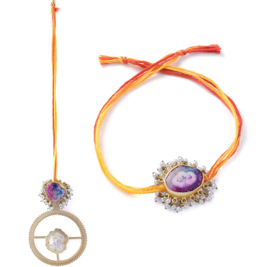 Agate with Baroque Pearl Couple Rakhi