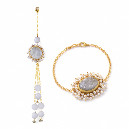 White Druzy Couple Rakhi