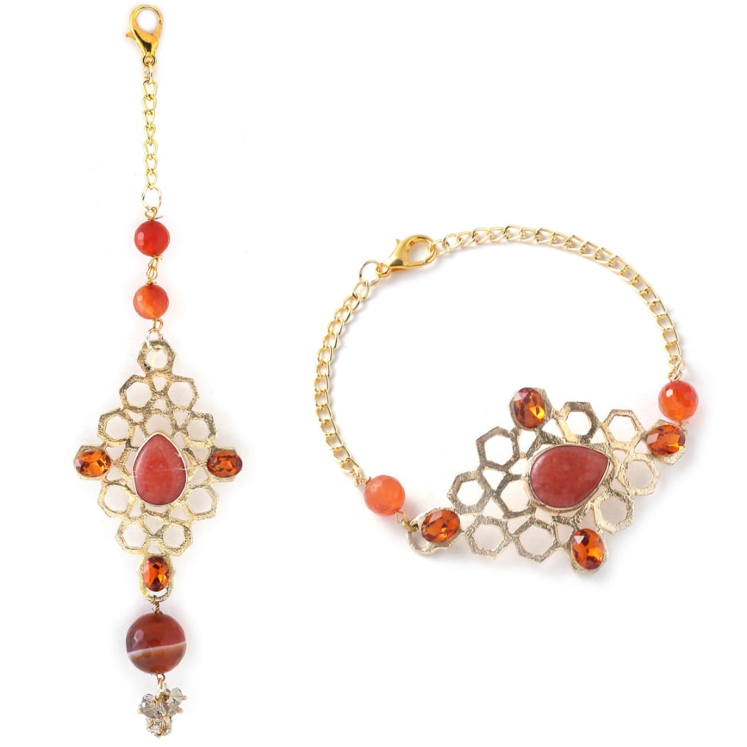 Web of Carnelian Couple Rakhi