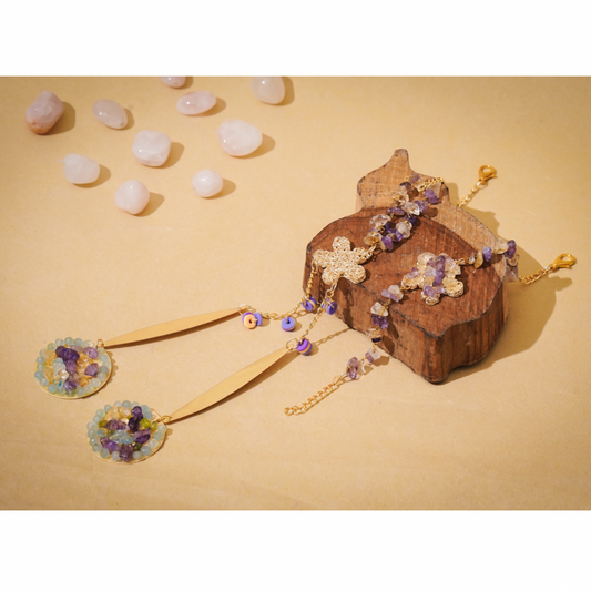 Flower with Hanging Leaves couple Rakhi