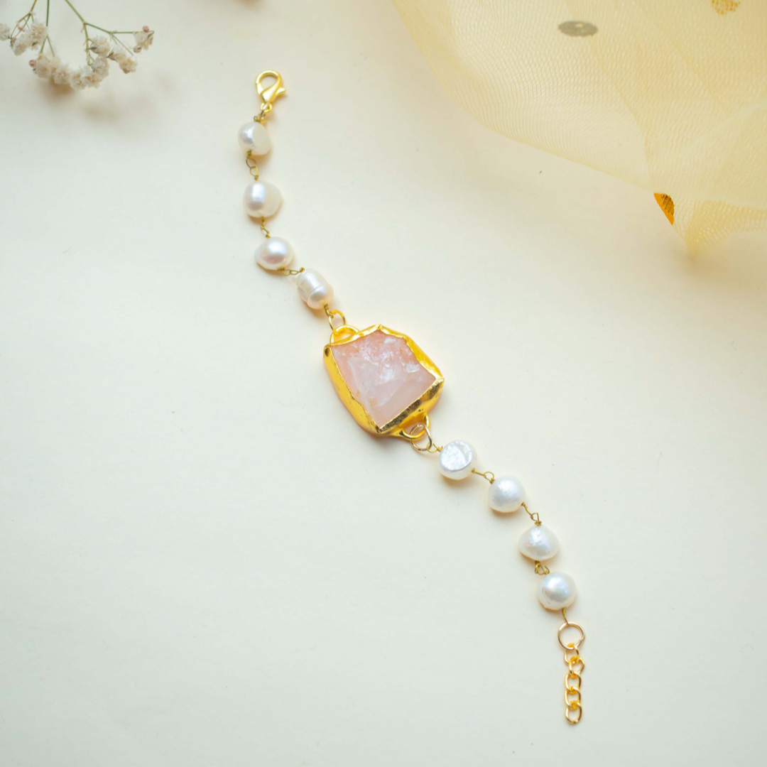 Rose Quartz with Pearl Bracelet