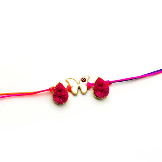 Red Eye Butterfly and Stone Rakhi